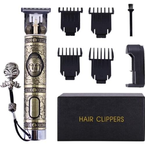 USB Bronze Buddha Hair Clipper Cordless Detailed Grooming Close Cutting TBlade Trimmer Clipper Constant Speed Carbon-steel TSLM1