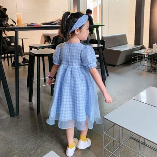 2021 Spring New Arrival Girls Fashion Plaid Dress Kids Korean Design Dresses Kids Dresses for Girls