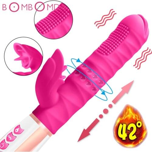 Telescopic Rotation Vibrators For women Licking Magic Wand Vagina Clitoris Female Massager Powerful Motor Heating Big Dildo Toys