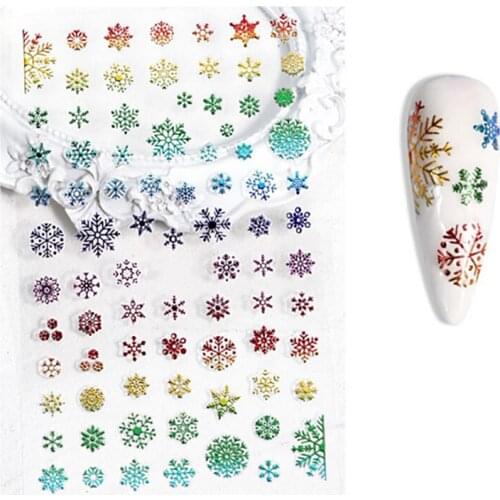 1 Piece Colorful Nail Art Stickers Decoration Decals Aurora Gradient Professional Designer Christmas Snowflake Nail Accessories