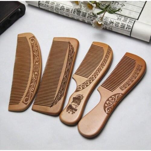 1Pcs Natural Peach Wood Comb Anti-static Teeth Healthy Head Massage Hair Combs Hair Styling Tools
