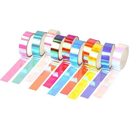 10Roll/set 3m Simple Solid Color Laser Tape Glitter Rainbow Decoration Stickers DIY Scrapbook Stationery Masking Tape