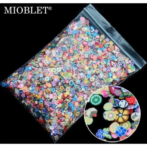 1000pcs/pack Nail Art Fruit Flowers Feather DIY Design Slices Decoration Acrylic Beauty Polymer Clay Nail Sticker Tool