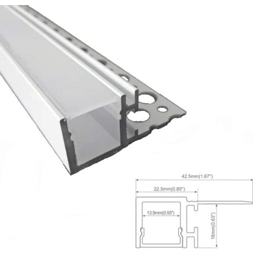 2m/6.6ft with Milky Diffuser Cover Lense, Drywall Aluminum LED Profile Fixture Extrusion Track for Wall and Ceiling