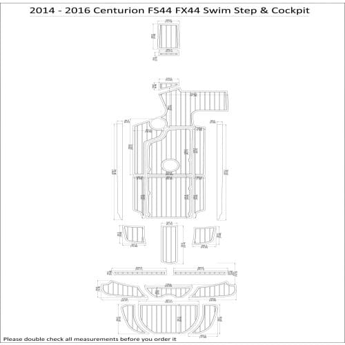 2014-2016 Centurion FS44/FX44 Swim Step & Cockpit Pad Boat EVA Teak Decking 1/4" 6mm