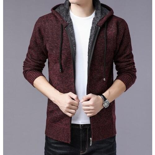 2018 Mens Sweaters Autumn Winter Warm Cashmere Wool Zipper Cardigan Sweaters Man Casual Knitwear chompas para hombre Size M-3XL