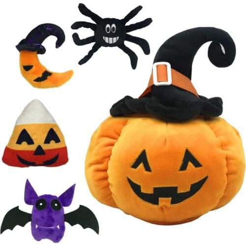 5pcs/set Halloween Plush Spider Pumpkin Bat Toy Set Stuffed Doll Cushion Halloween Decorative Pillow Party Setting Props