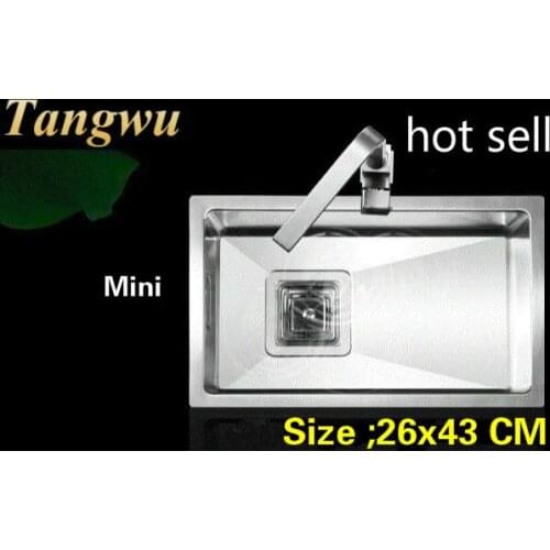 Free shipping Apartment kitchen mini balcony manual sink single trough stainless steel hot sell 260x430 MM