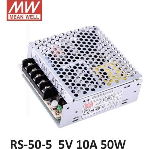 Laboratory Power supply 5V 10A 50W Meanwell Switch Power Supply RS-50-5 Miniature size 5G vibration power supply unit 5V