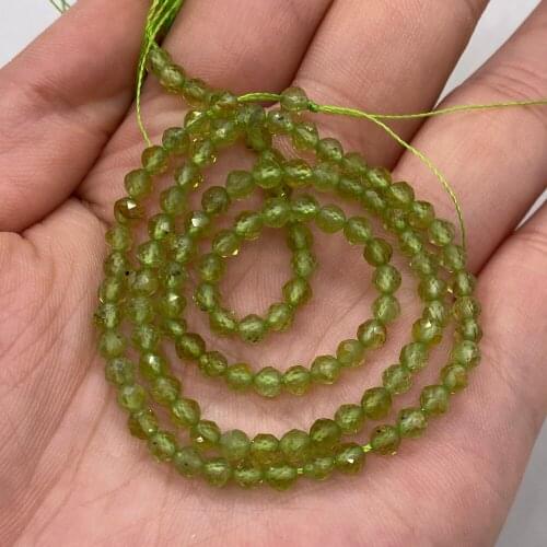 Natural Stone Beads Green Olivine Faceted Loose Beads 3mm For Jewelry Making DIY Necklace Bracelet Earrings Accessory