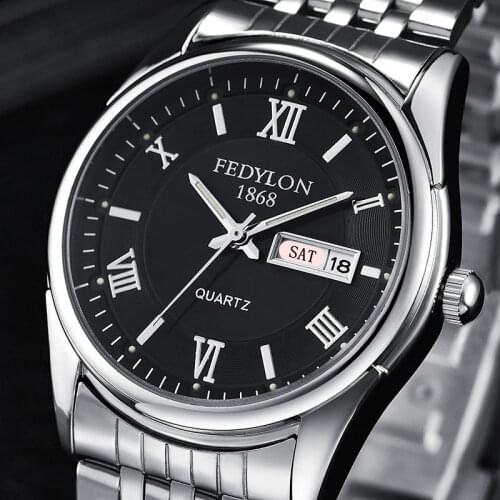 Fashion Mens Stainless Steel Watch Calendar Waterproof Mens Watch Give Love the best gift Luxury brand men watch business