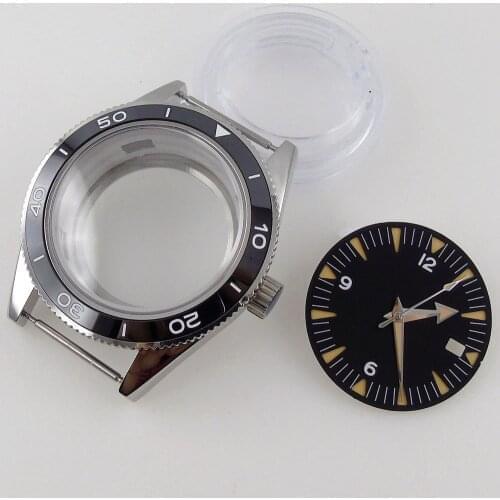 41mm Watch Case+Hands+Dial Fit For NH35 Miyota 8215 821A 8205 DG 2813 Movement Black/Blue Sapphire Glass Ceramic Bezel Insert