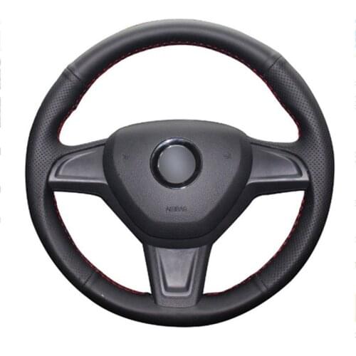 DIY Sewing-on PU Leather Steering Wheel Cover Exact Fit For Skoda Yeti 2014-2016 Rapid 2015