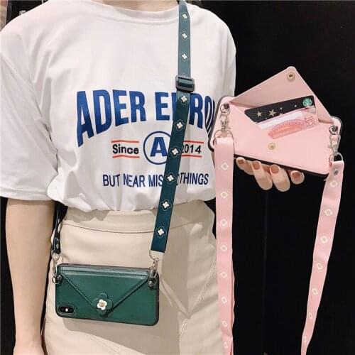 Crossbody Phone case For ihuawei Mate30 P30 P40 pro Nova 4 5 6 cover Retro flower Card slot back shell With Lanyards long chain