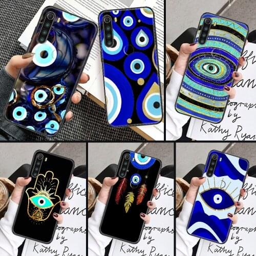 Evil eye Nazar Boncuğu Phone Case For Xiaomi Redmi Note 7 8 9 10 7A 8T 9A 9T 9S 10S Pro black 3D bumper pretty funda art coque