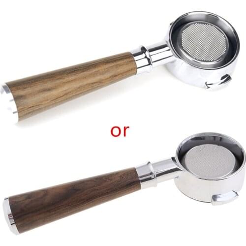 58mm Coffee Machine Filter Holder E61 Bottomless Portafilter with Wooden Handle Replacement Accessory