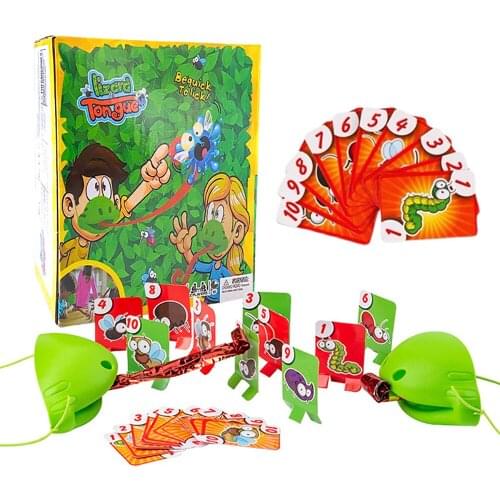 Childrens Toys Funny Relaxing Anti Stress Lizard Mask Tongue Out Green Chameleon Desktop Board Interactive Toys Games For Kids