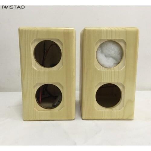 IWISTAO Dual Full Range Unit Empty Speaker Cabinet 1 Pair Pine Solid Wood for Peerless 2.5 Inch DIY