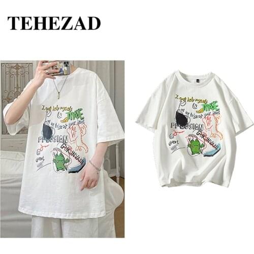 T-Shirt Short-Sleeved 2021 Youth Loose Large Size Street Hip-Hop O-Neck Top Summer Couple Wear Men and Women Casual T-Shirt