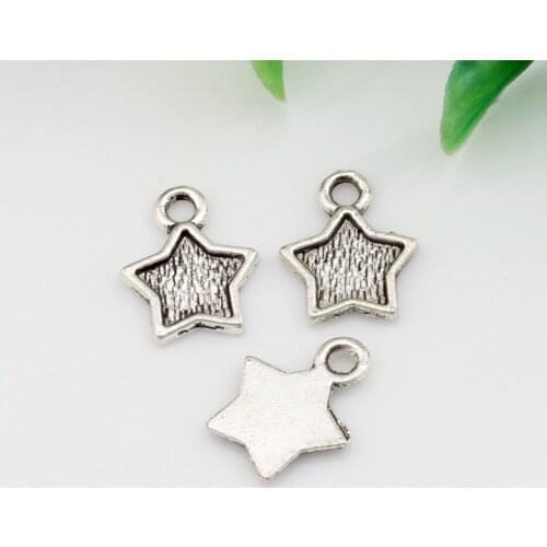 Hot Sale ! 20pcs Zinc Alloy Single-sided star Charm Pendants 10x12mm DIY Jewelry A-024