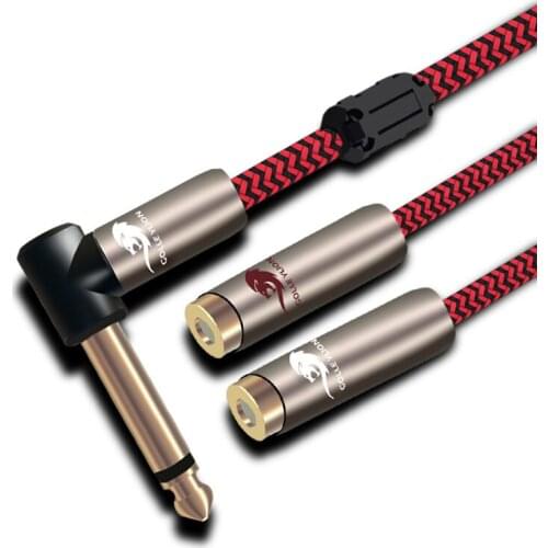 Hifi Electric Organ Guitar Cable Angled MONO 6.35mm 1/4Inch TS Jack to 2 RCA Female Soundbox Mixing Console Cable 1M 2M 3M 5M 8M