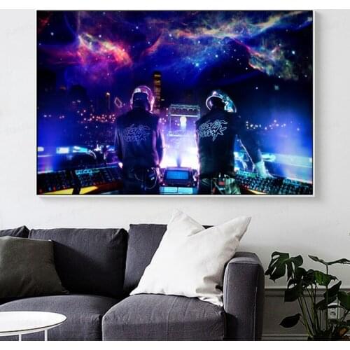 Daft Punk Art Canvas Poster Home Decor Wallpaper Decorative Wall Picture for Living Room