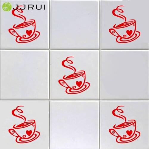 JJRUI 2,3 or 5 Heart Coffee Cup Tea Cup Wall Stickers Tile, Wall, Window, Kitchen, Stickers Home Decor Wall Art Decals