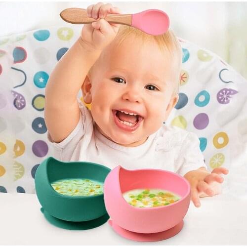 Baby Feeding Bowl Children Silicone Suction Plate Feeding Eating Food Bowl Dish Plate Anti-hot Tableware Sets for Infant Kids