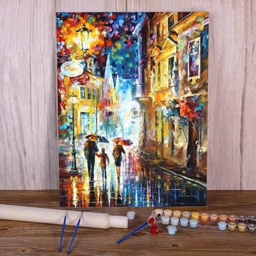 Family In The Rain DIY Paint By Numbers Complete Kit Oil Paints 40*50 Picture By Numbers Photo Loft Wall Picture For Handiwork