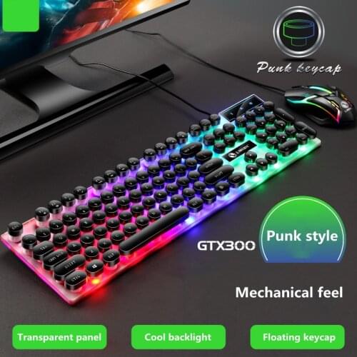 New GTX300 punk wired keyboard and mouse set USB interface LED backlight gaming keyboard 3D mouse suitable for desktop laptops