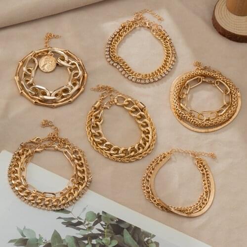 New Bohemian Golden Bracelets for Women Jewelry Geometric Portrait Pendant Multilayer Bracelets 2021 Trend Jewelry Gift