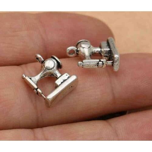 10pcs Antique Silver Plated 3D Sewing Machine Charms Pendants for Jewelry Making Bracelet Jewelry Findings Accessories 16x12mm