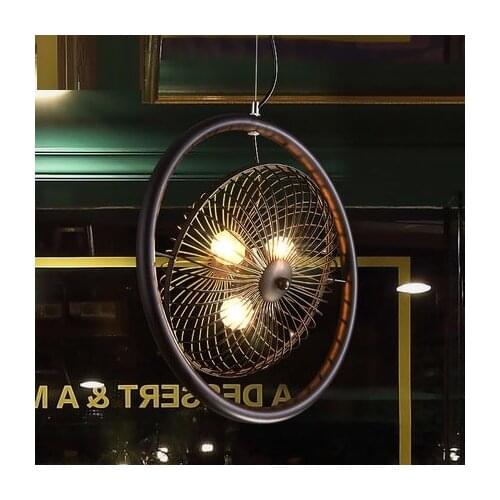 Loft Style Wrought Iron Fan Droplight Edison Industrial Vintage Pendant Light Fixtures For Dining Room Hanging Lamp Lighting