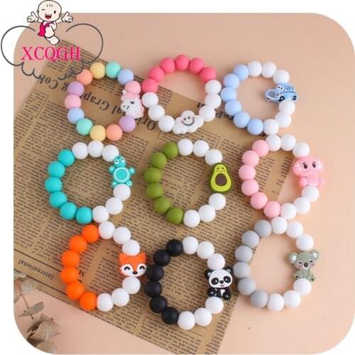 XCQGH Baby Animal Teething Bracelet 1PC Silicone Baby Teether Multicolor BPA Free Food Grade Toy Rattle