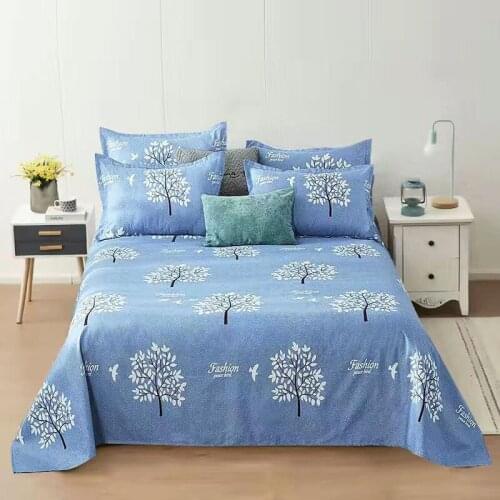 Blue Color Bedding Sheet 3 Pcs King Size Bed Sheet Set For Queen Bed Sheets Letter Printed Flat Sheet With Pillowcase