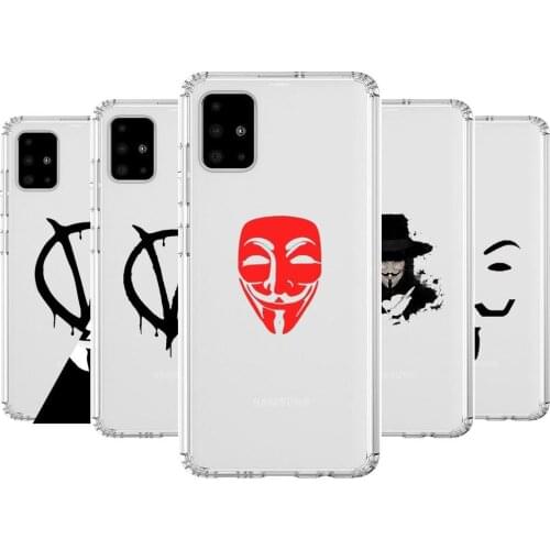 Black V for Vendetta Anime Style Transparent Phone Case Hull For Samsung Galaxy A50 A51 A20 A71 A70 A40 A30 A31 80 E 5G S Shell