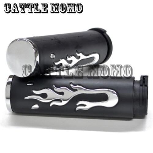 1" 25mm Aluminum&Rubber Flame Hand Grip Motorcycle Dirt Pit Bike Handlebar Grip for Harley For Honda Kawasaki Yamaha KTM Suzuki