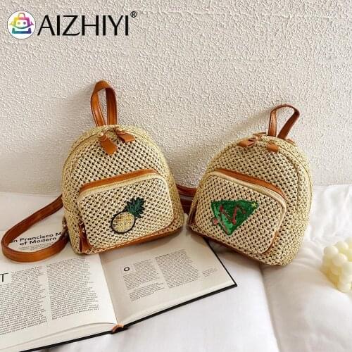 Crossbody Backpack Bags Ladies Soft Straw Embossing Solid Casual Small Totes Handbags with Zipper for Shopping