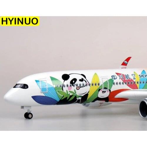 47CM 1/142 Scale Airplane Airbus A350 Sichuan Panda Airline Model W Light and Wheel Diecast Plastic Resin Plane For Collection