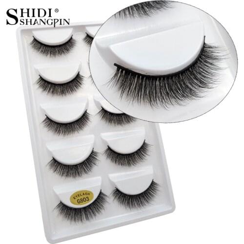 SHIDISHANGPIN 5 Pairs mink eyelashes natural long 3d mink lashes hand made false eyelashes 1 box makeup eyelash extension G803