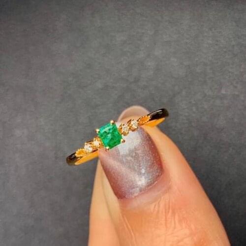 Shilovem 925 sterling silver Natural Emerald Ring fine Jewelry Customizable women open new wholesale gift 3mm jcj0303522agml