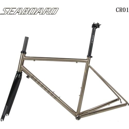 SEABOARD CR01 Chrome Steel Frame Fork Heat Treatment Road Bike 700C CR-MO4130 Frameset Caliper Brake Classic Silver