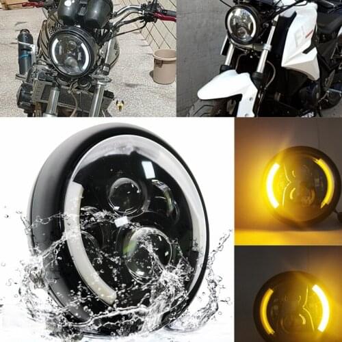 7.5 inch H4 H13 Led Motorcycle Headlight for Harley with Halo Angel Eye DRL Lights For Honda Kawasaki Yamaha for Suzuki BMW
