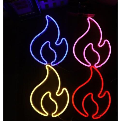 Fire Flame Led Neon Light Room Night Lamp Led Wall Festoon Garland Night Lamp Indoor Party Hanging Wall Decoration