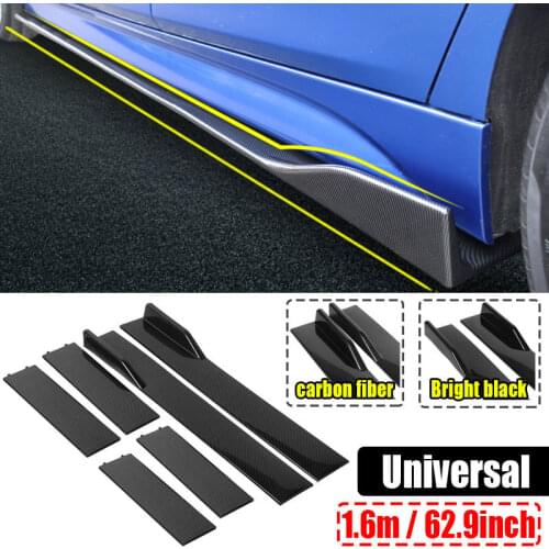 Universal 6Pcs Car Side Skirt Extensions For Honda Audi Lexus Carbon Fiber Bright Black 1.6m/ 62.9inch For BMW For Benz Audi