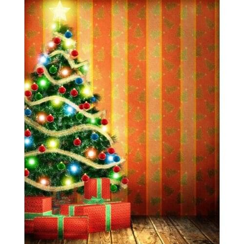 VinylBDS Christmas Backdrops For Photography 10x10ft Christmas Tree Gift Family Party Washable Seamless Background ZJ
