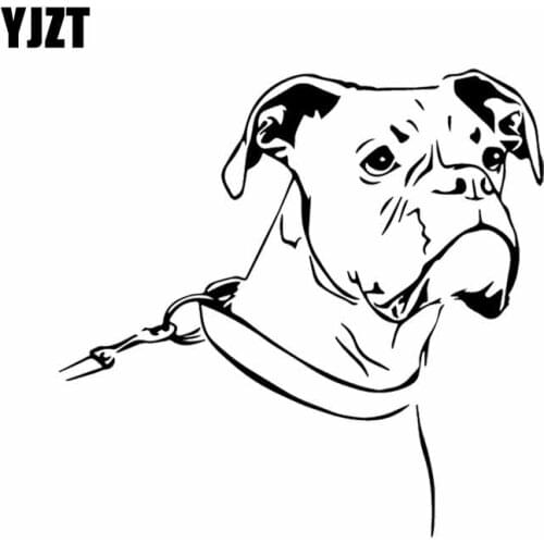 YJZT 15.6X15.2CM Cartoon Boxer Dog Funny Car Sticker Pet Animals Vinyl Decal Black/Silver C24-1124
