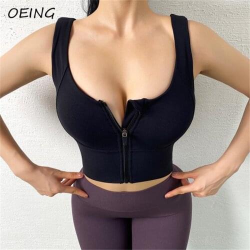 Gym Yoga Bra with Zipper Women Sport Fitness Underwear Tops Seamless