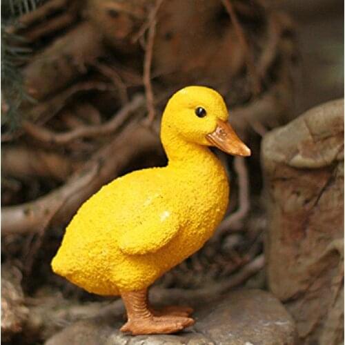 1Pair Resin Crafts Mini Yellow Duck Landscape Animal Ornaments