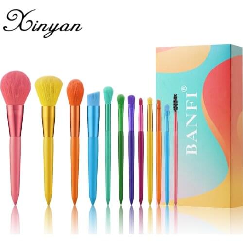 10/15pcs Rainbow Makeup Brushes High Quality Wool Fiber Professional Foundation Powder Eyebrow Women Cosmetic Makeup Brush Tools